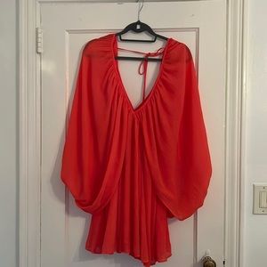Tularosa tie back dress. Beautiful poppy red/orange color. Size M. Never worn.